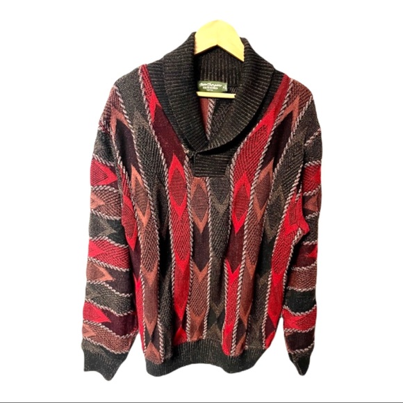 Norm Thompson Other - Norm Thompson vintage unisex beautiful unique print knit Pullover w/ collar